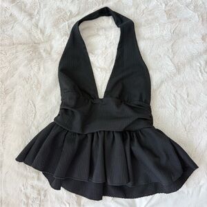 Zara Black Halter Peplum Top